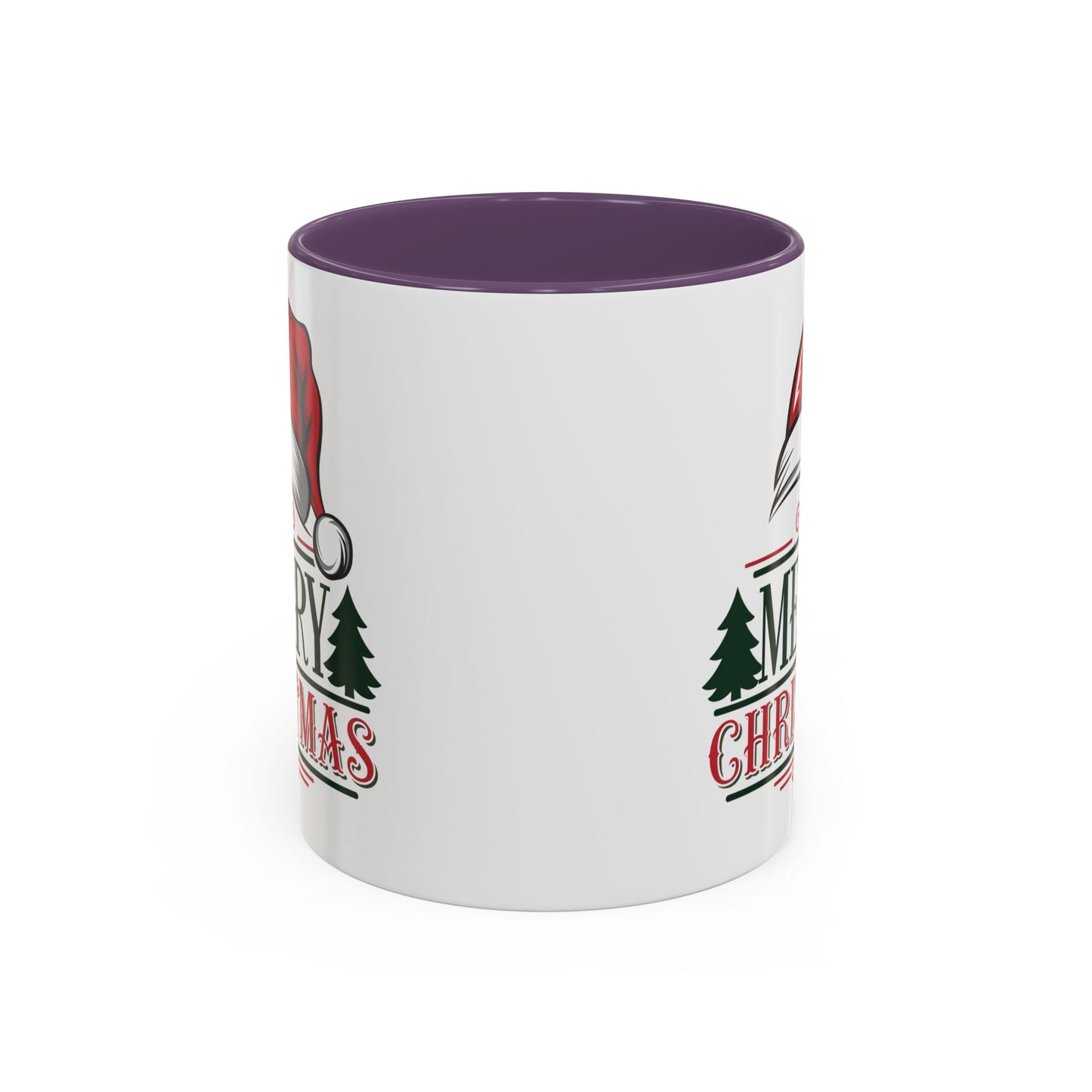 Christmas Mug - Merry Christmas Green & Red Text Red Hat