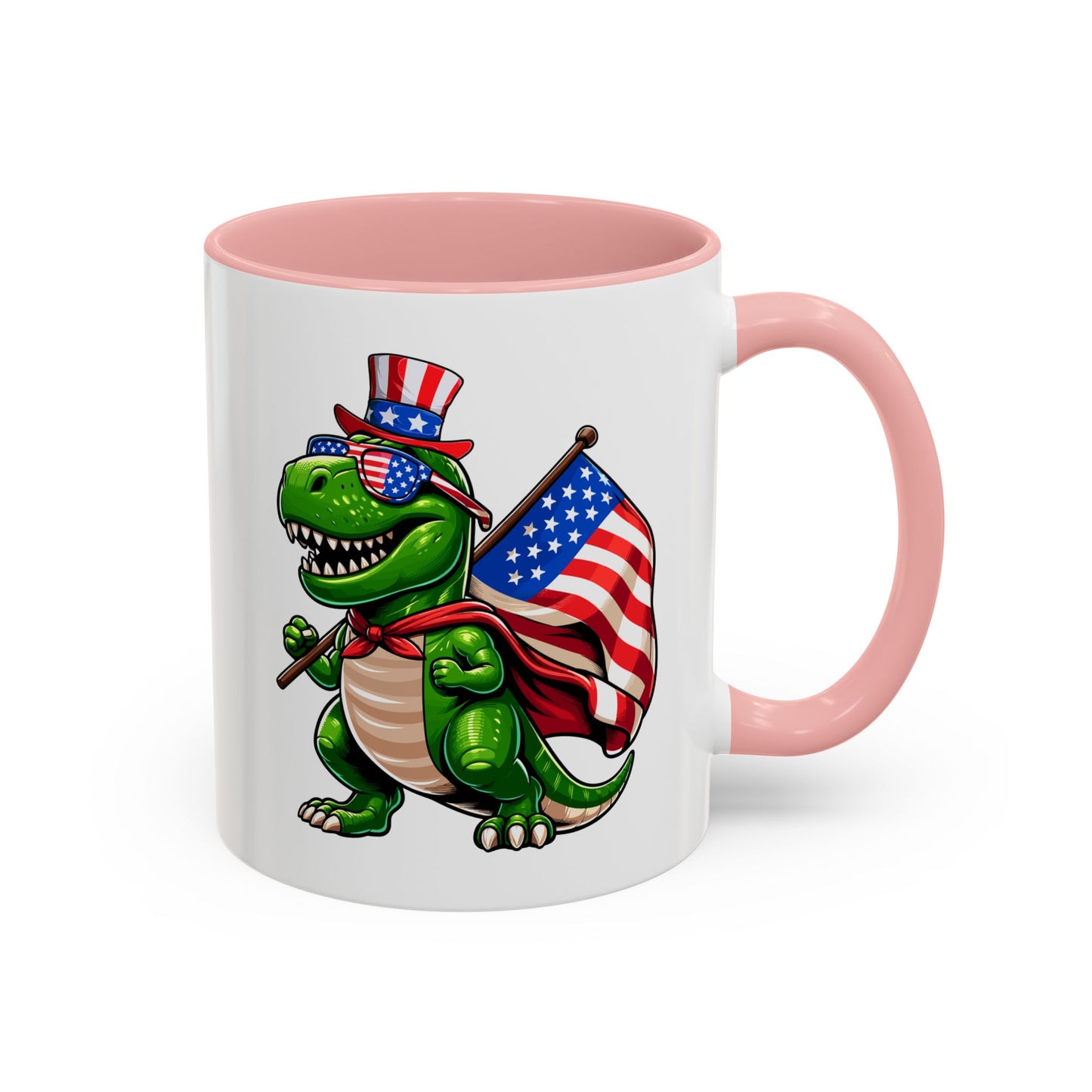 4th of July Mug - T Rex Dinosaur USA Flag
