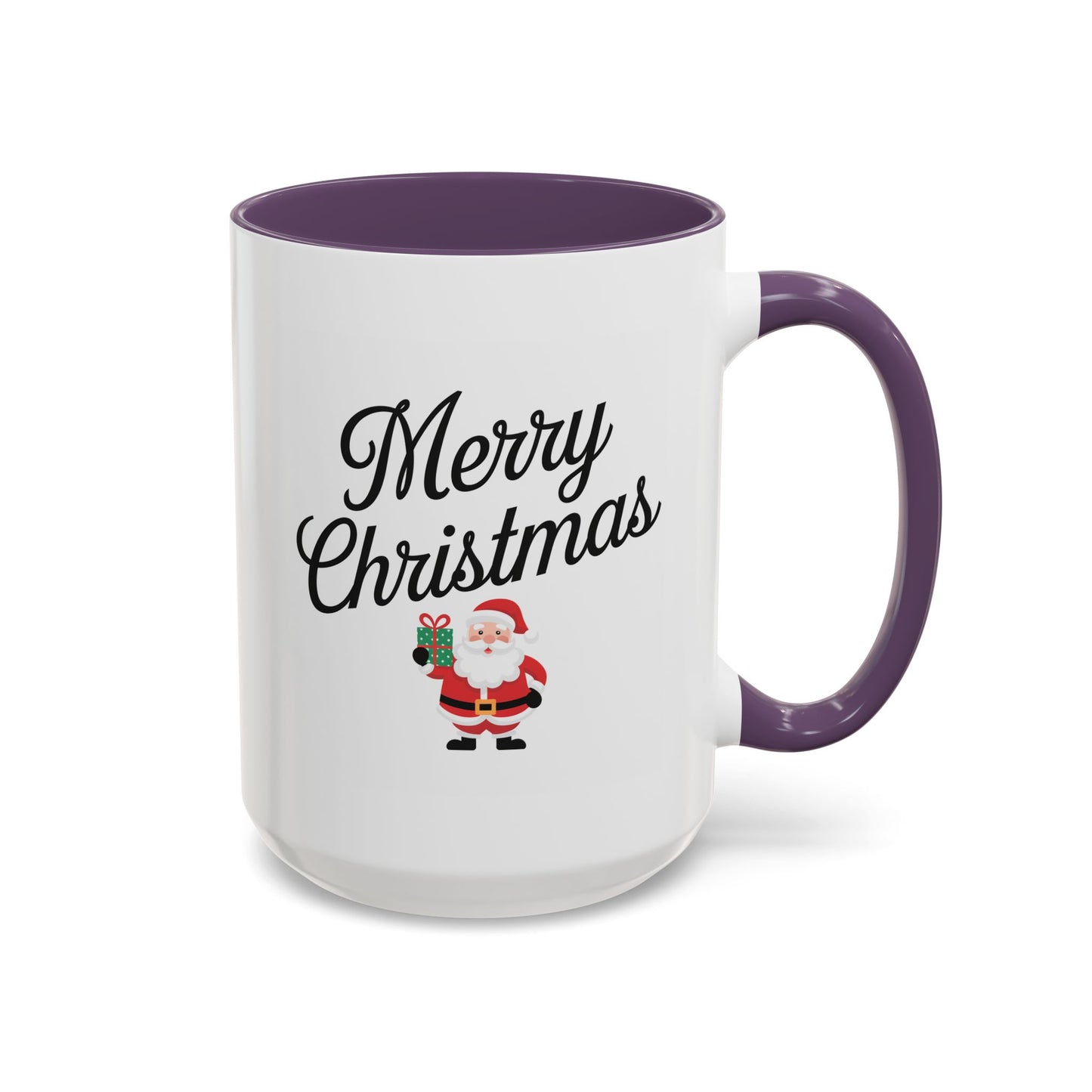 Christmas Mug - Merry Christmas Black Text Santa Present