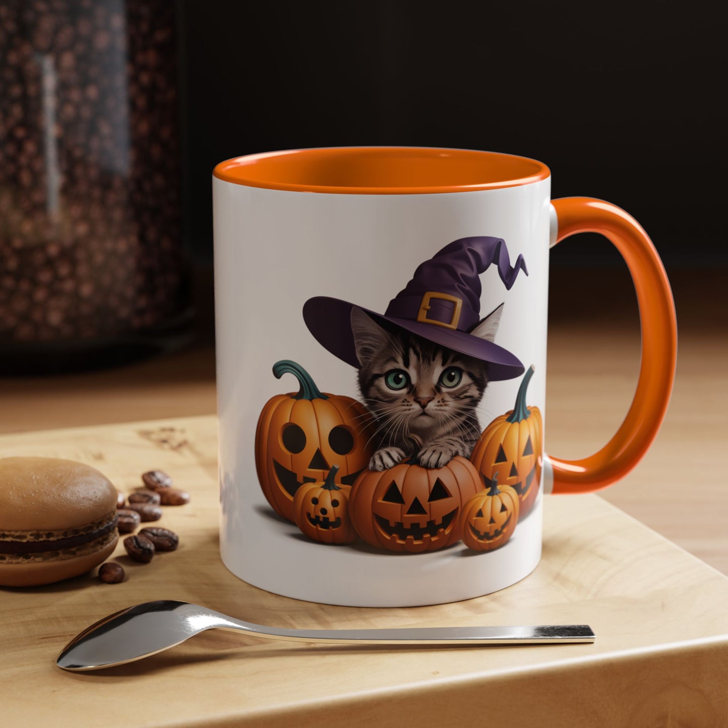 Halloween Mug - Witch Cat Hiding In Pumpkins