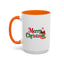 Christmas Mug - Merry Christmas Green & Red Text Santa Presents