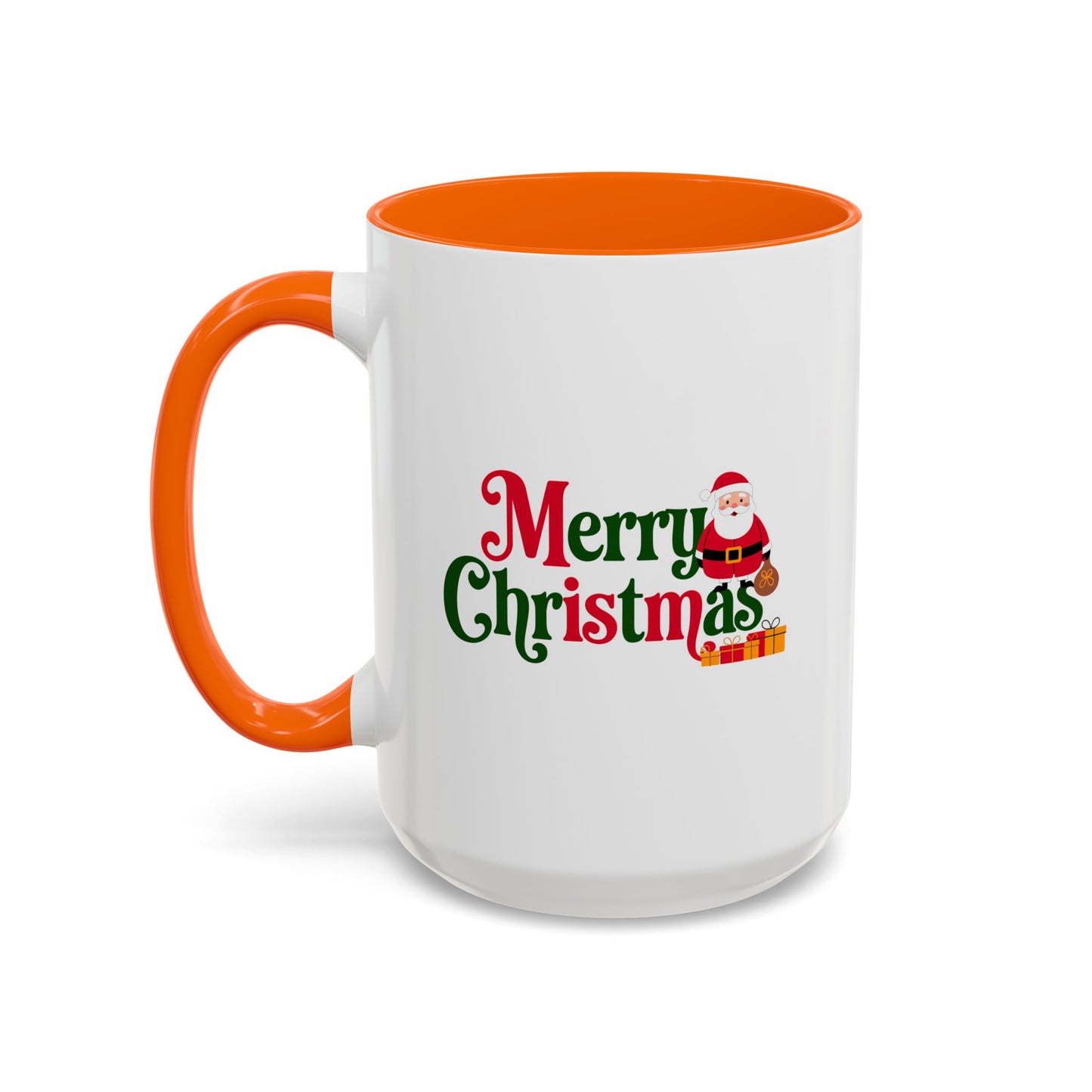 Christmas Mug - Merry Christmas Green & Red Text Santa Presents