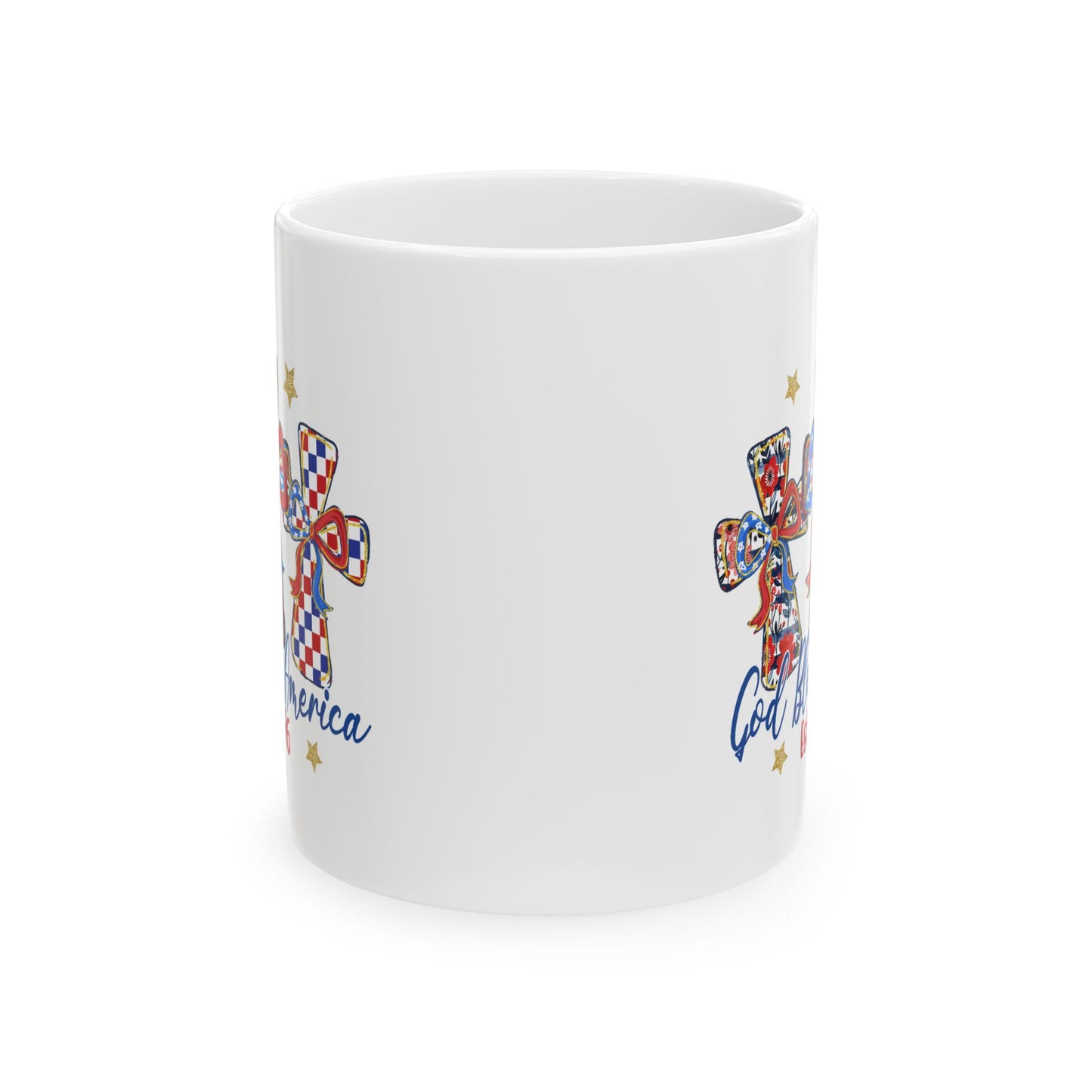 4th of July Mug - God Bless America Patriotic Cross