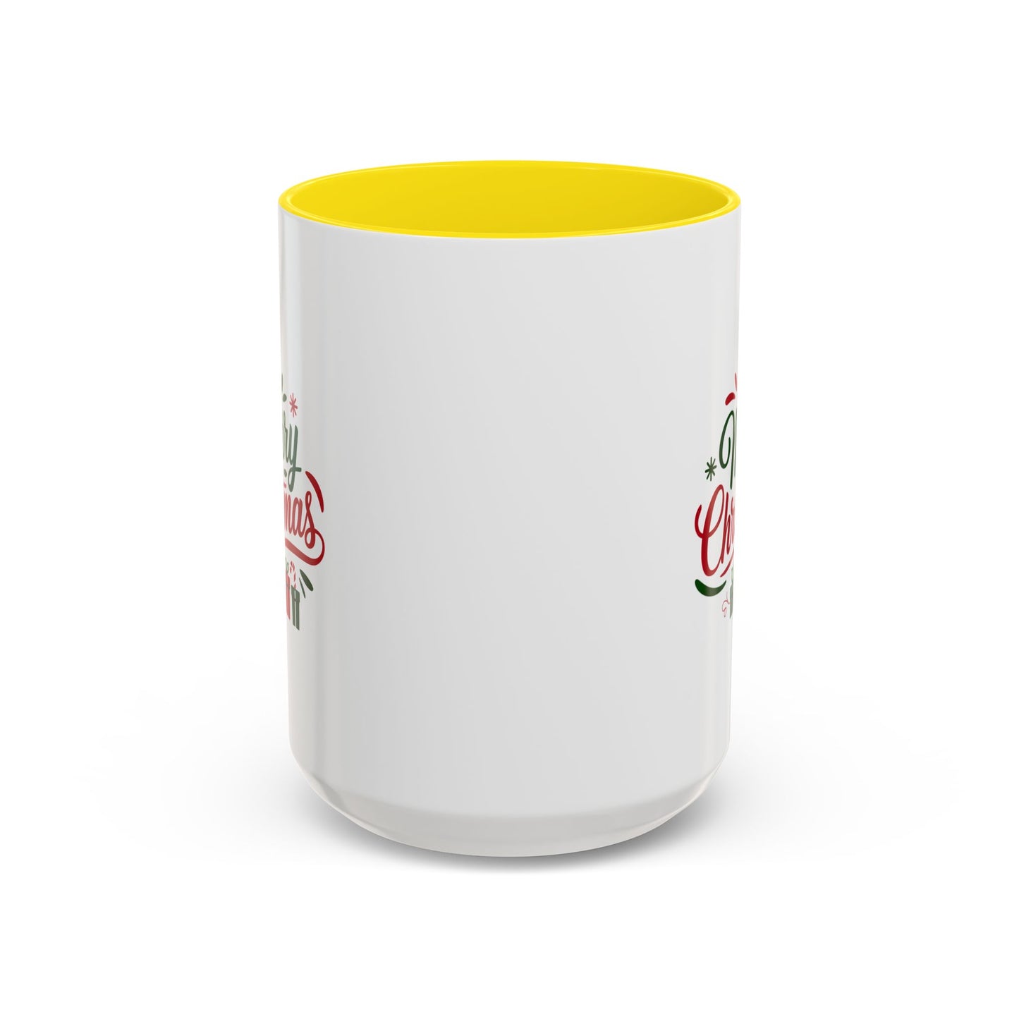 Christmas Mug - Merry Christmas Green & Red Text Tree Snowflakes Presents
