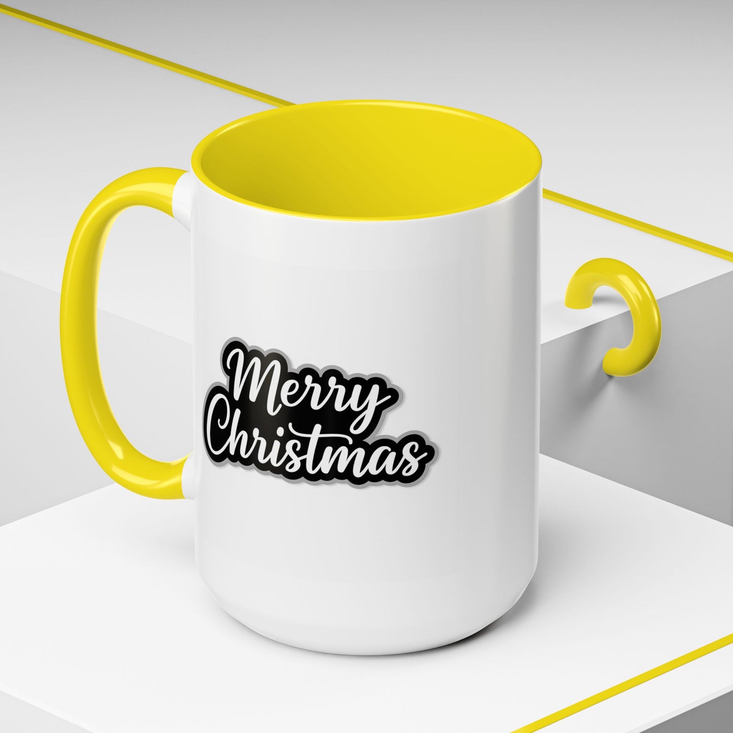 Christmas Mug - Merry Christmas White Black & Grey Text