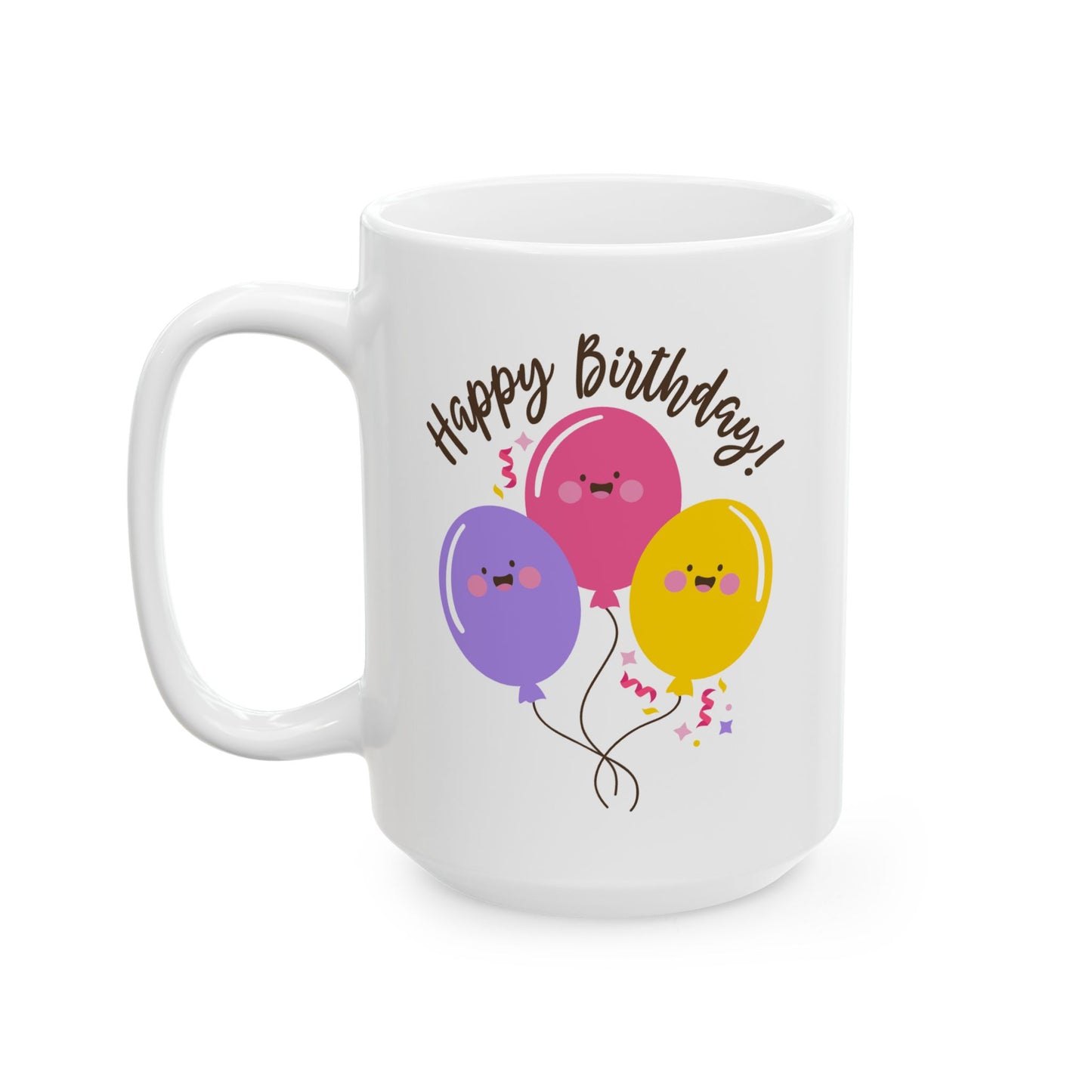 Birthday Mug - Happy Birthday Smiley Balloons