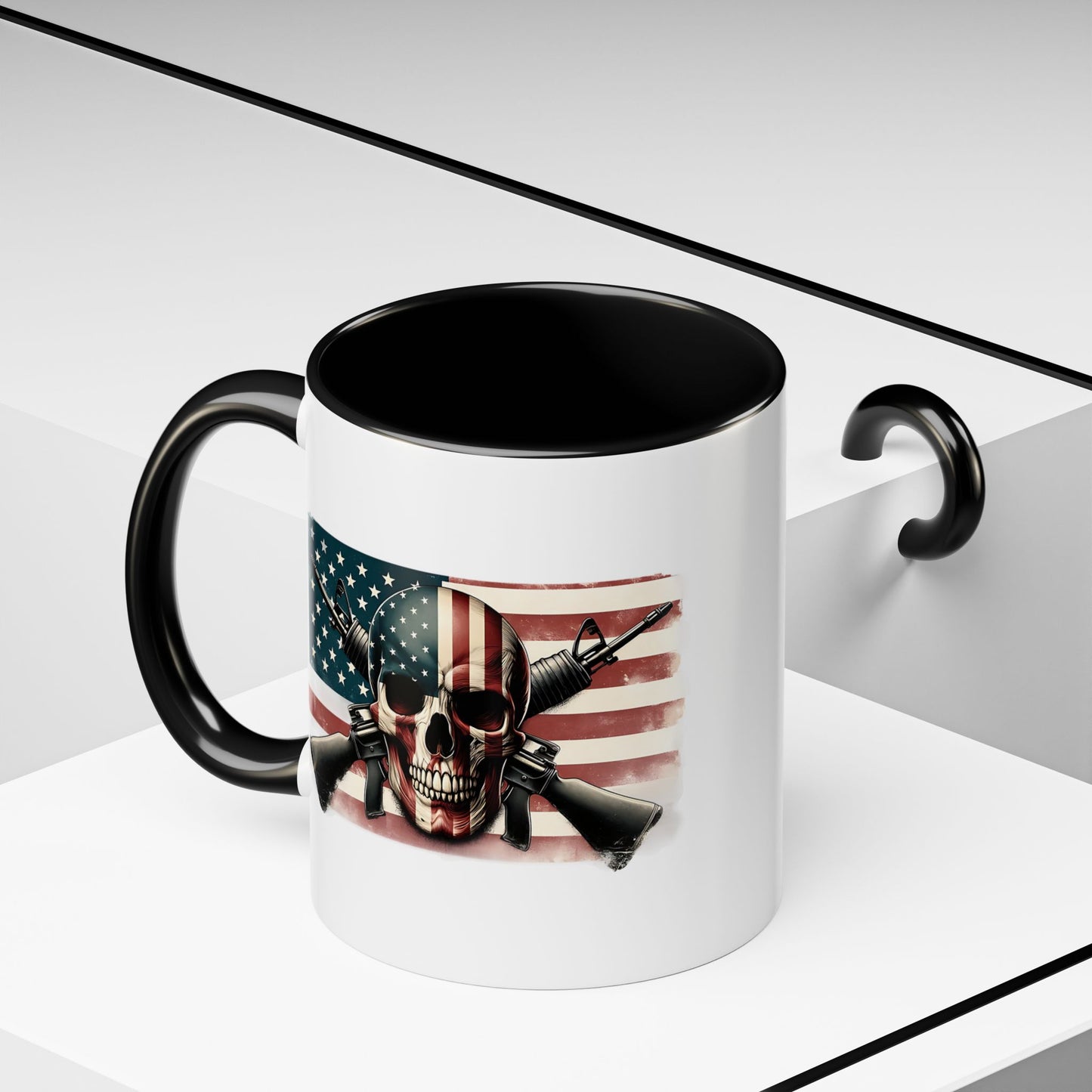 4th of July Mug - Skull Guns Flag