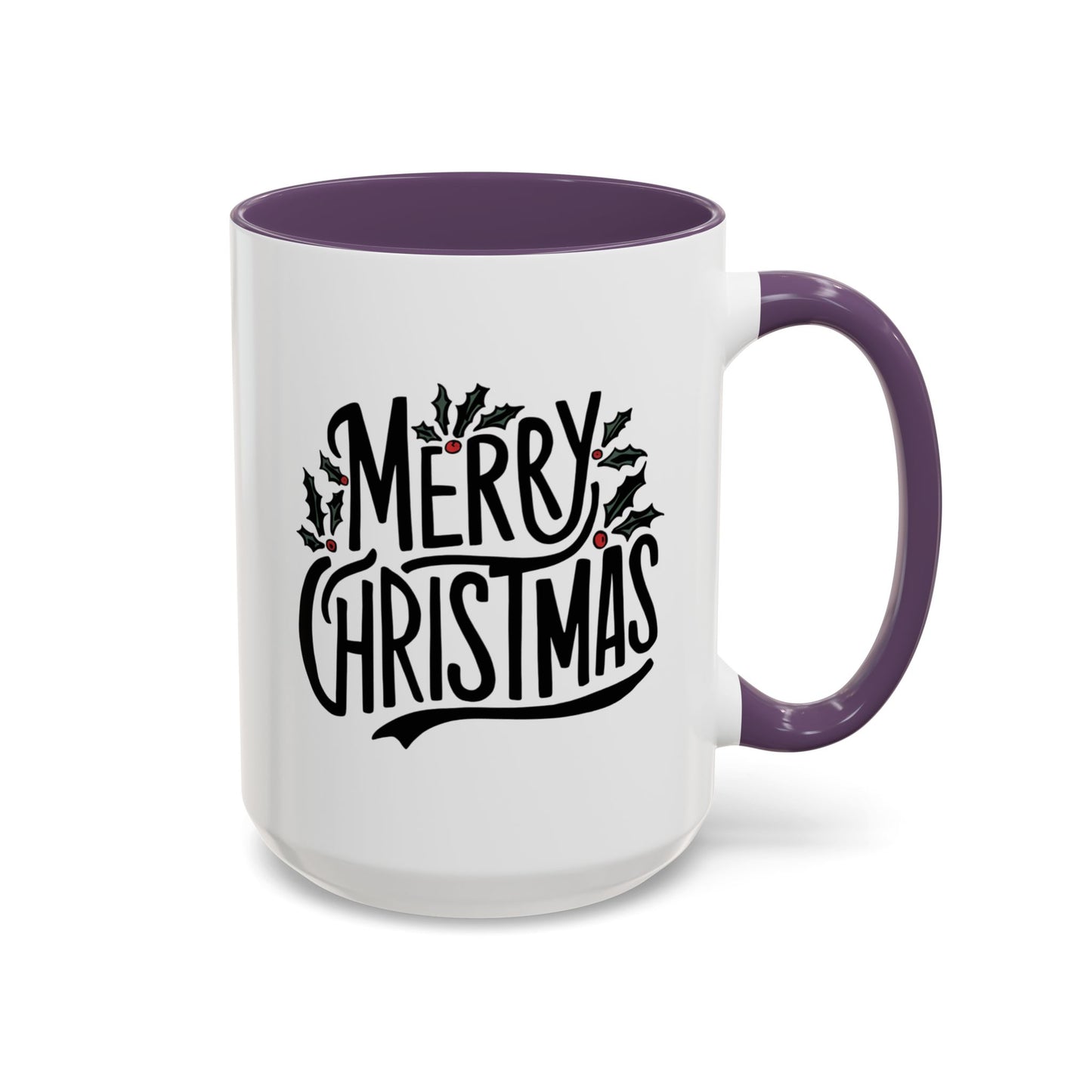 Christmas Mug - Merry Christmas Black Text Mistletoe