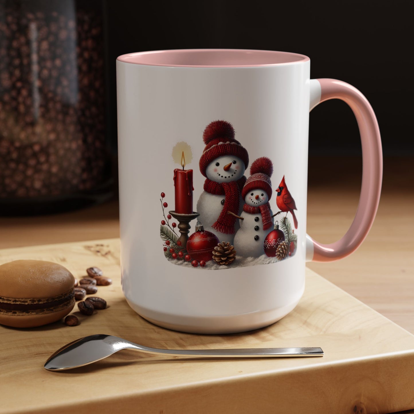 Christmas Mug - Burgundy Snowman Family