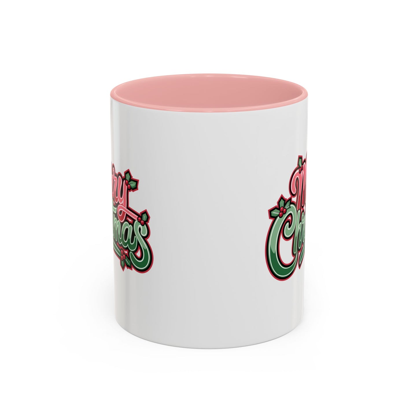 Christmas Mug - Merry Christmas Red & Green Text Mistletoe