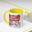 Christmas Mug - Merry Christmas White Text Reindeer Snowmen Penguin