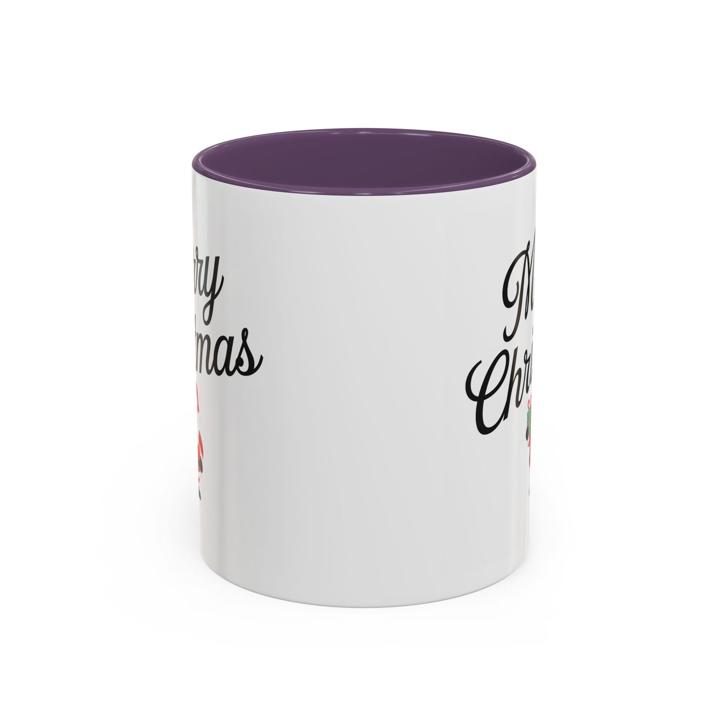 Christmas Mug - Merry Christmas Black Text Santa Present