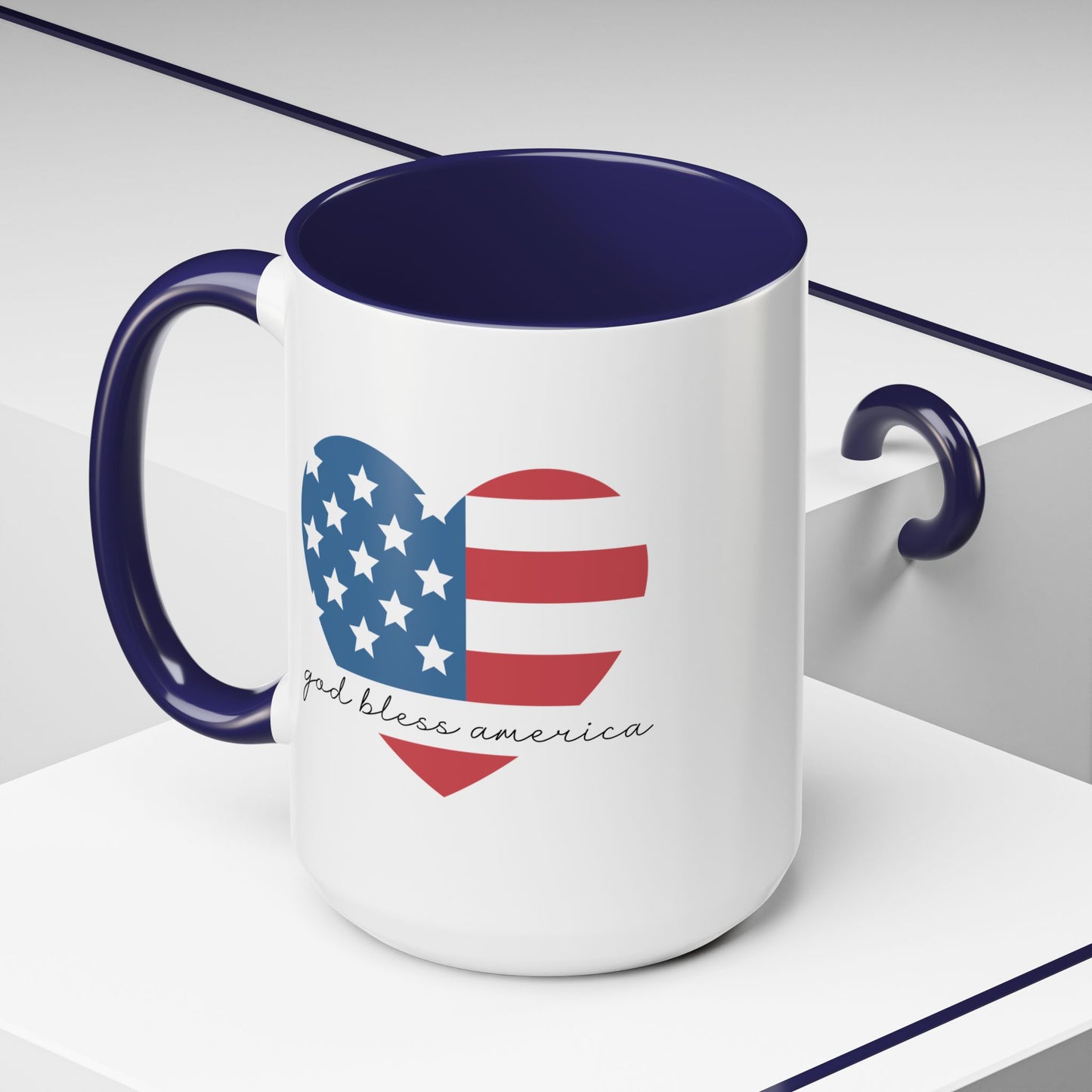 4th of July Mug - God Bless America Flag Heart