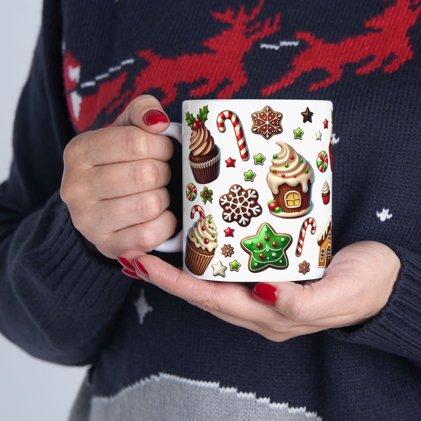 Christmas Mug - Cupcake Cookies Candy Pattern
