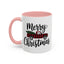 Christmas Mug - Merry Christmas Black Text Tartan Truck