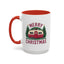 Christmas Mug - Merry Christmas Maroon Text Camper Trees