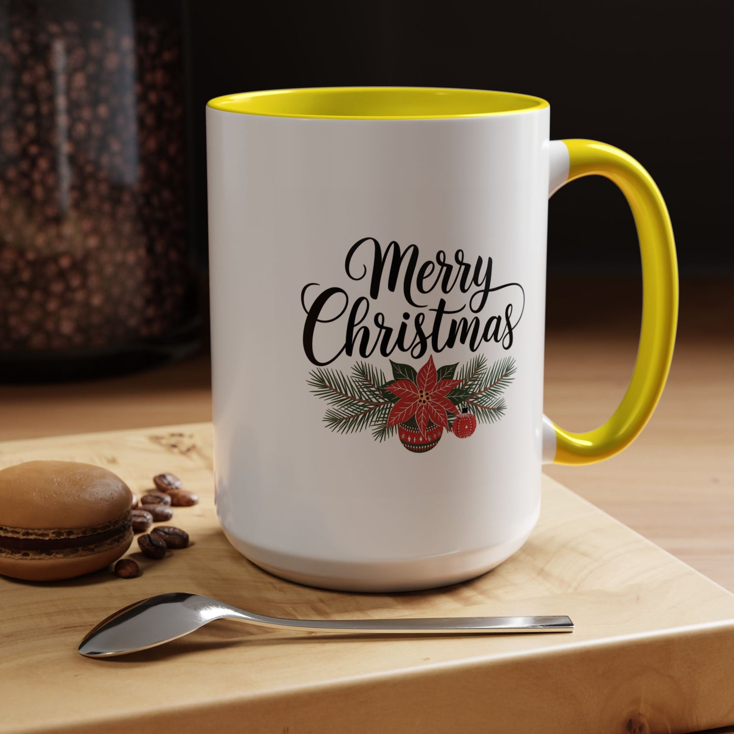 Christmas Mug - Merry Christmas Black Text Mistletoe