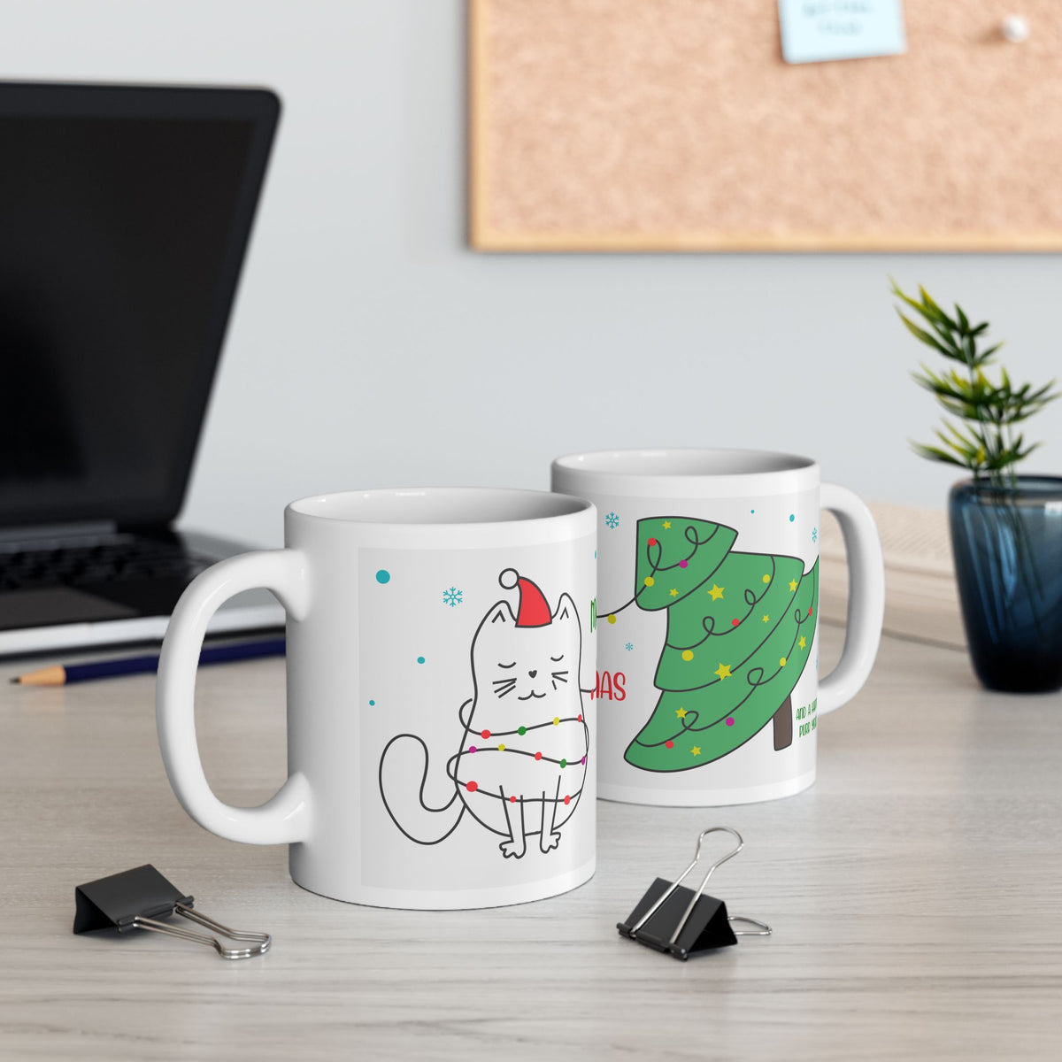 Chistmas Mug - Meowy Christmas Wrap