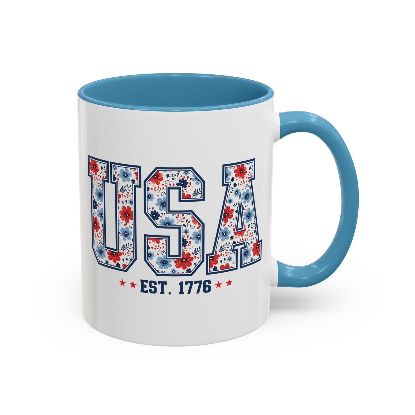 4th of July Mug - USA EST 1776 Floral