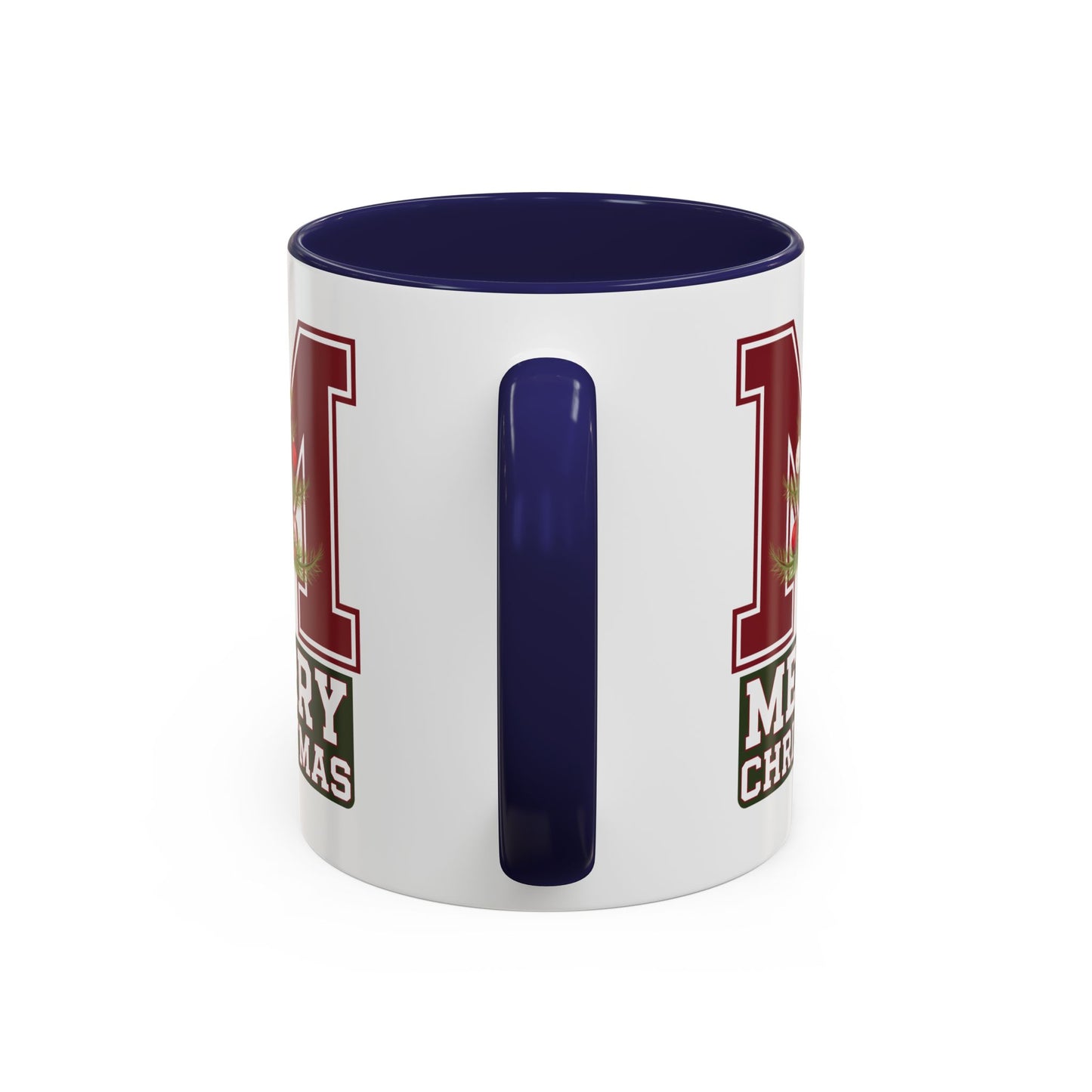 Christmas Mug - Merry Christmas White Green & Red College Text