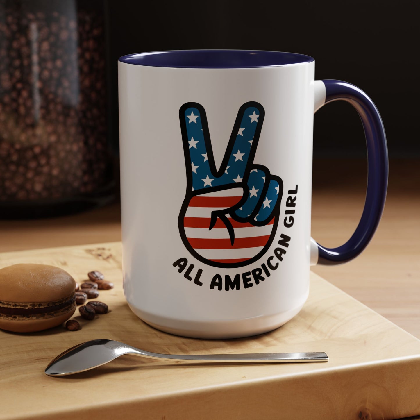 4th of July Mug - All American Girl Peace Sign