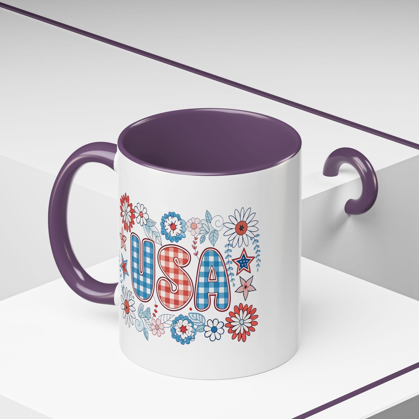 4th of July Mug - USA Preppy Floral