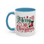 Christmas Mug - Merry Christmas Green & Red Text Star Candy Cane Stocking Snowflake