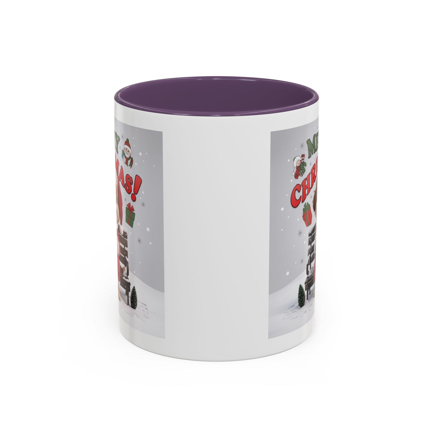 Christmas Mug - Merry Christmas Red Text Puppy Red Top