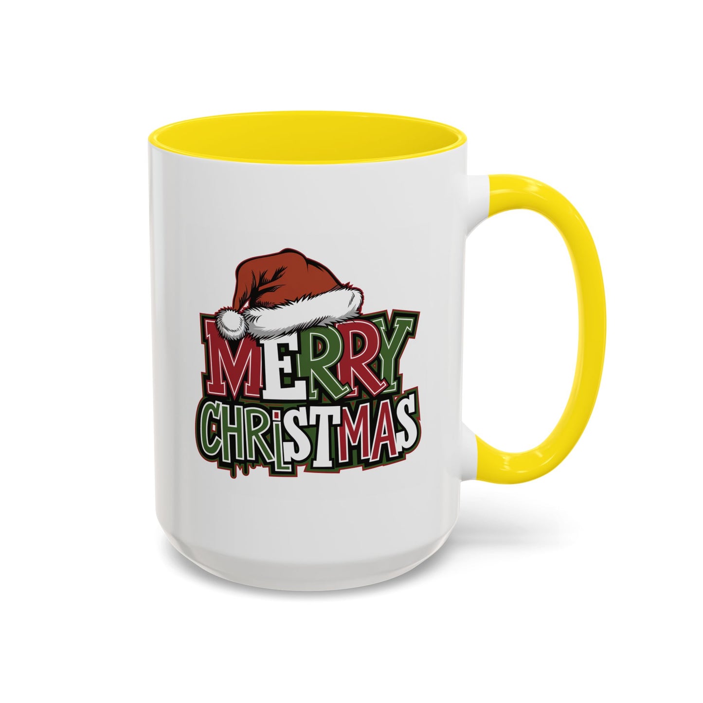 Christmas Mug - Merry Christmas Red Green & White Graffiti Hat