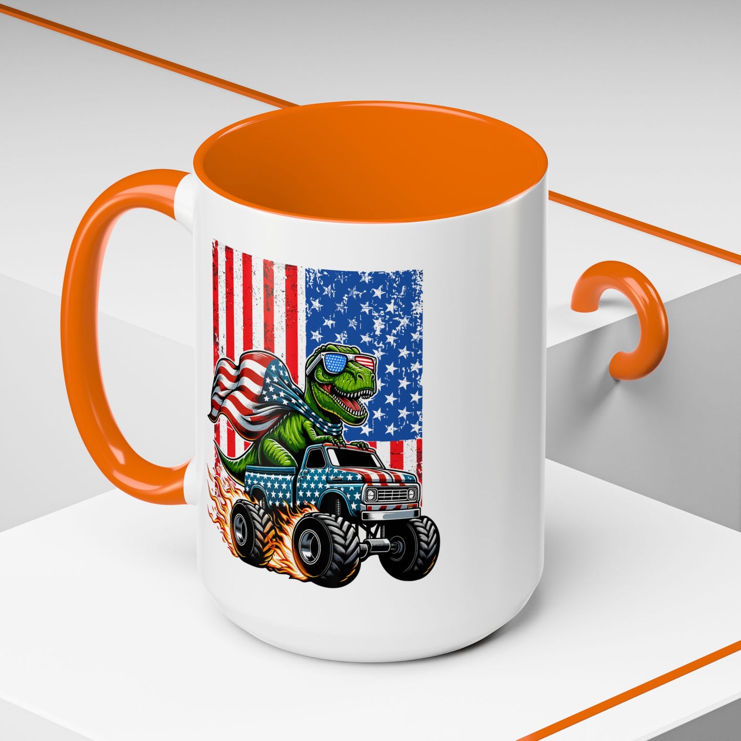 4th of July Mug - T Rex Riding Monster Truck