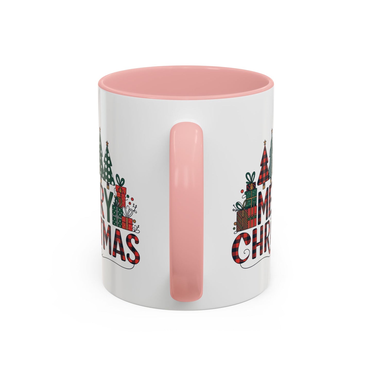 Christmas Mug - Merry Christmas Tartan Text Trees Presents