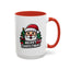 Christmas Mug - Merry Christmas White & Black Text Santa Trees Presents