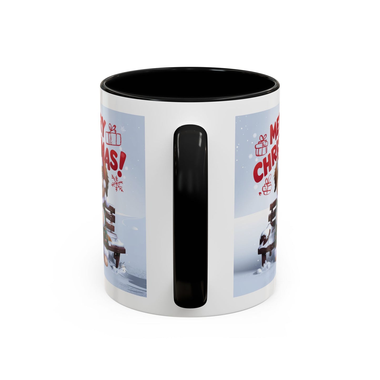 Christmas Mug - Merry Christmas Red Text Puppy Green Top 2