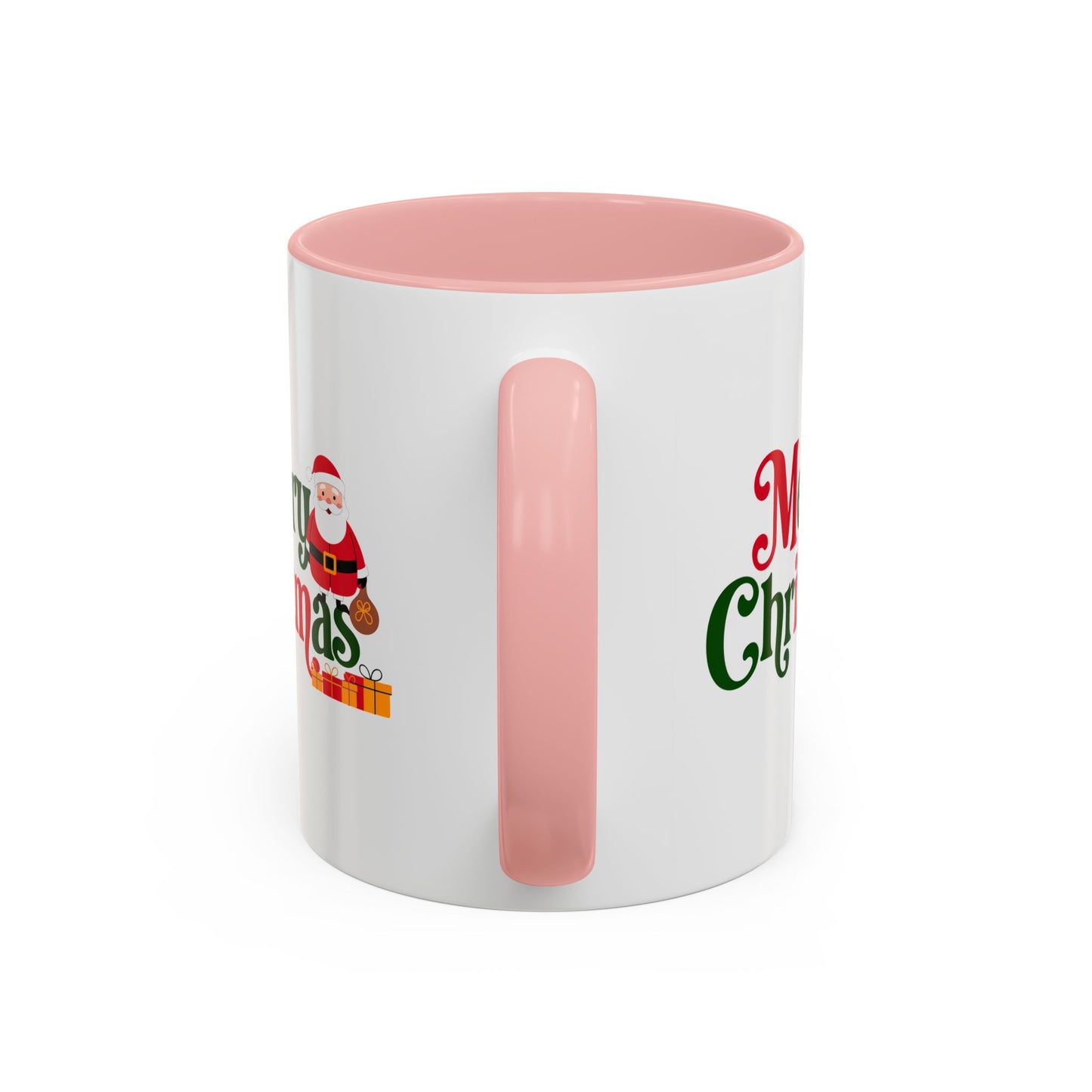 Christmas Mug - Merry Christmas Green & Red Text Santa Presents