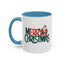 Christmas Mug - Merry Christmas Green & Red Text Santa Present