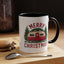 Christmas Mug - Merry Christmas Maroon Text Camper Trees