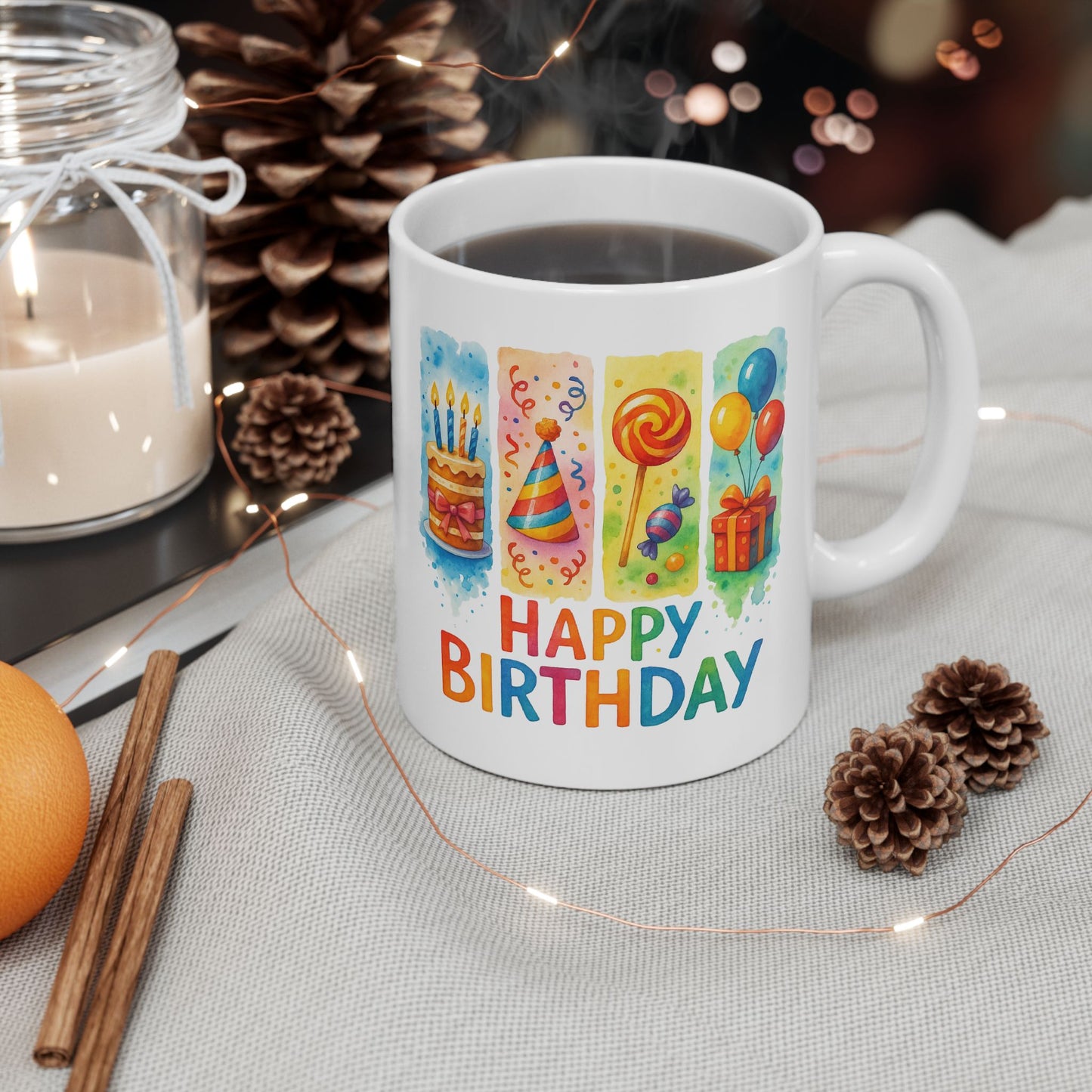 Birthday Mug - Happy Birthday Brushstroke Design