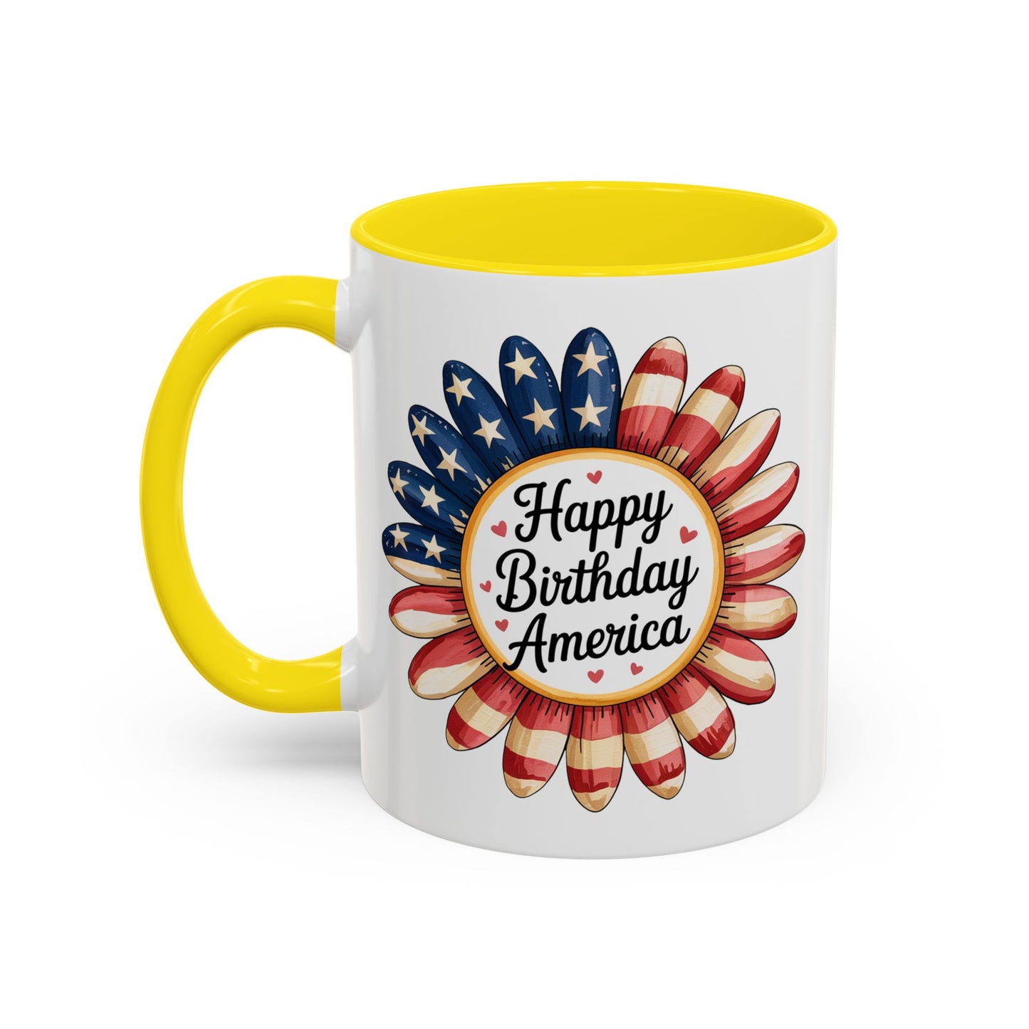 4th of July Mug - Happy Birthday America Sunflower