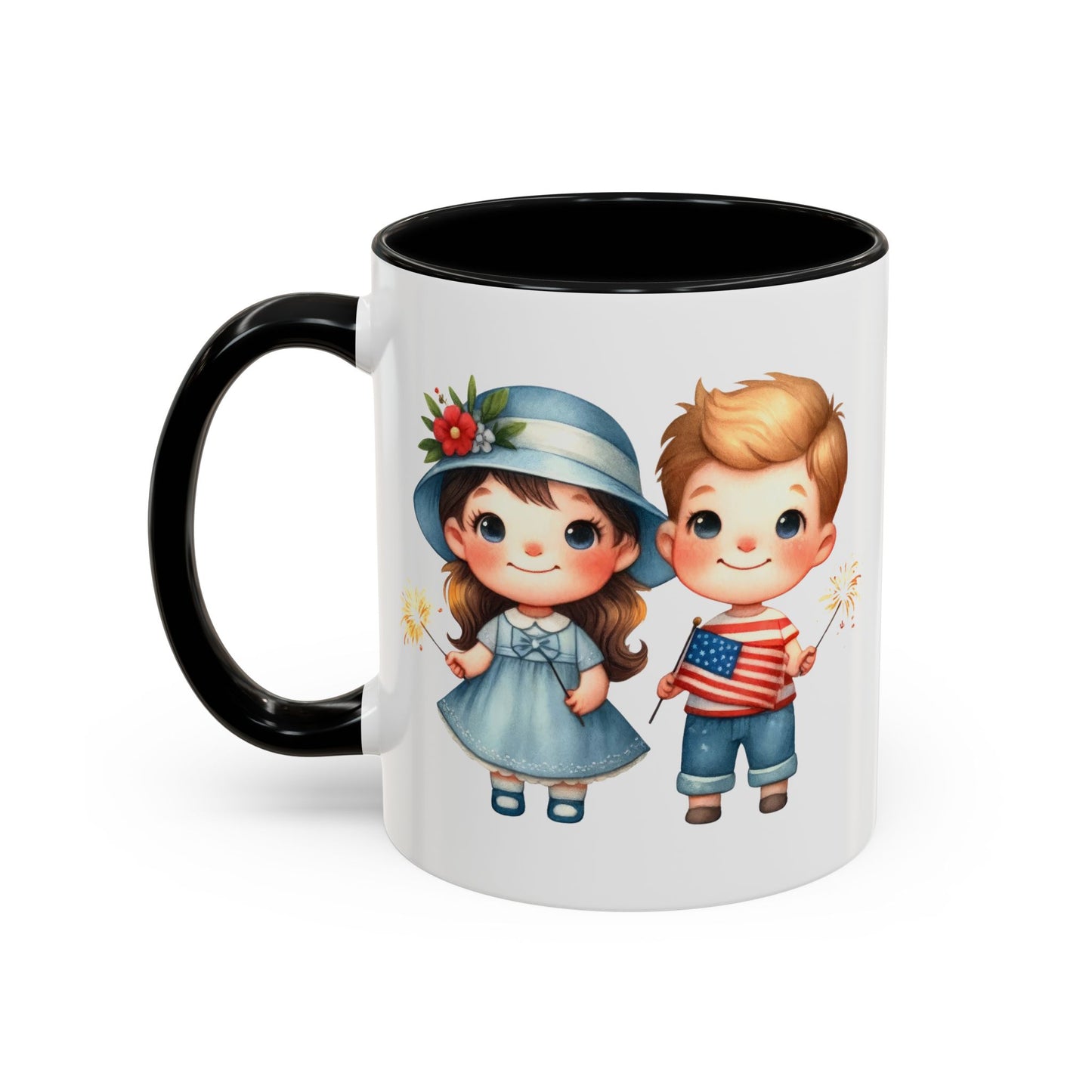 4th of July - American Boy & Girl Flag