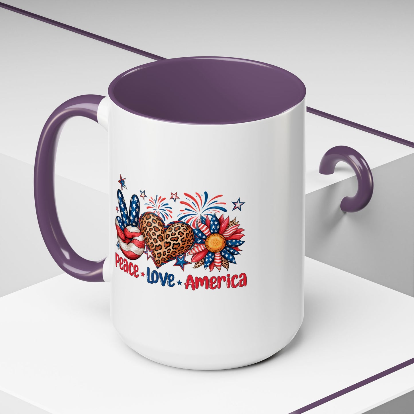 4th of July Mug - Peace Love America