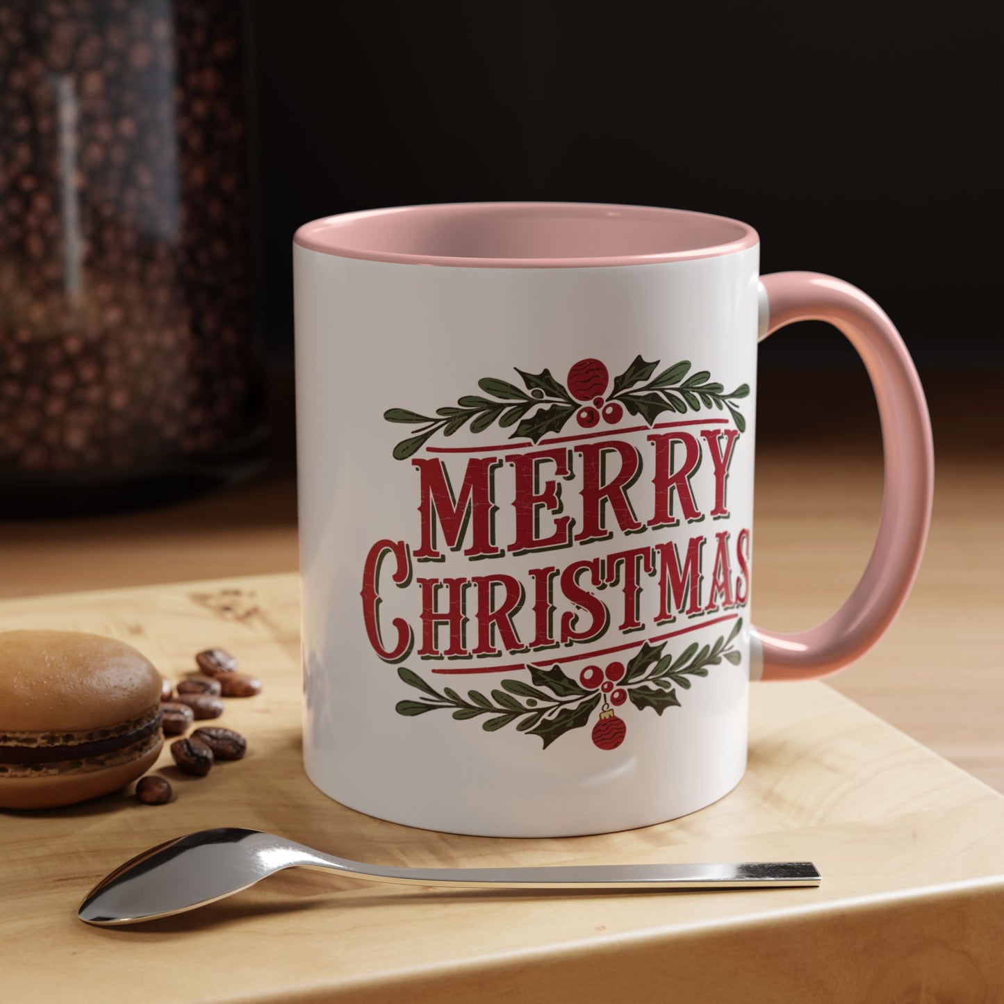 Christmas Mug - Merry Christmas Maroon Text Ornament Decorations