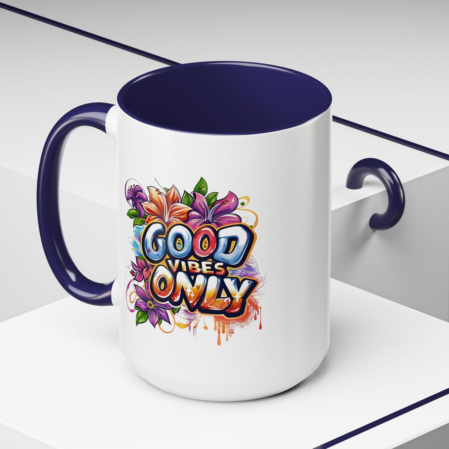 Wellness Mug - Good Vibes Only Graffiti Flowers