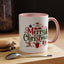 Christmas Mug - Merry Christmas Red & Green Text Santa Reindeer Tree Sleigh Ornaments