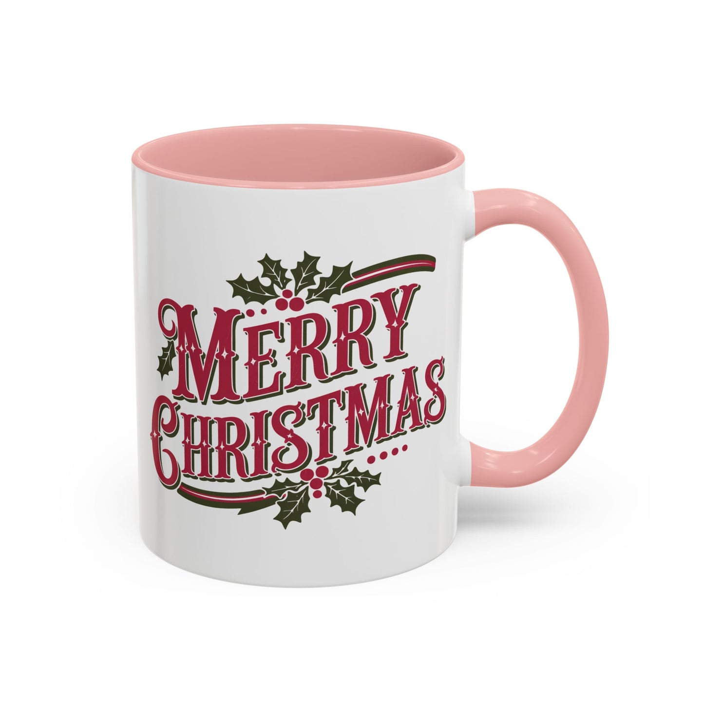 Christmas Mug - Merry Christmas Maroon & Green Text Decorations