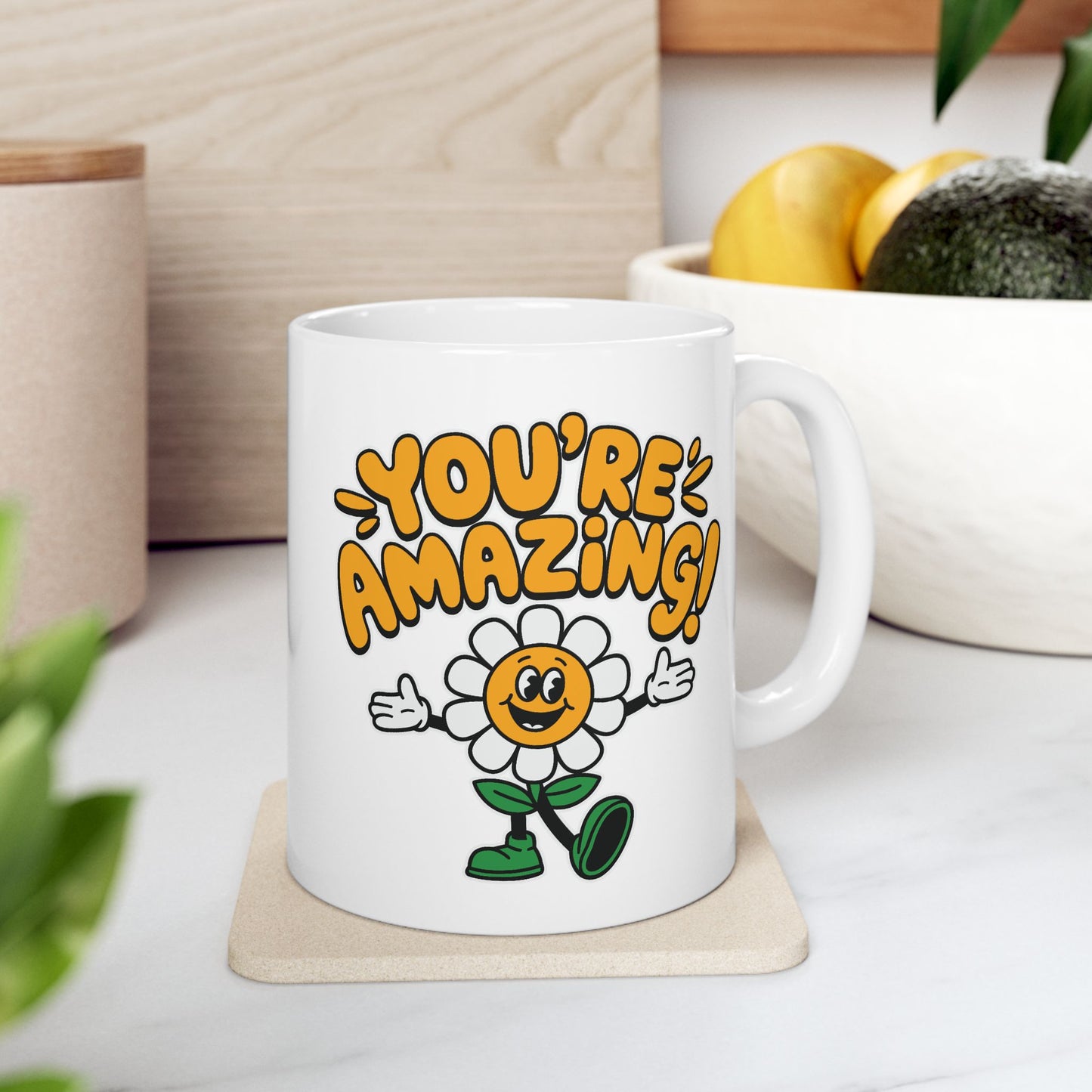 Motivation Mug - You're Amazing Retro Daisy