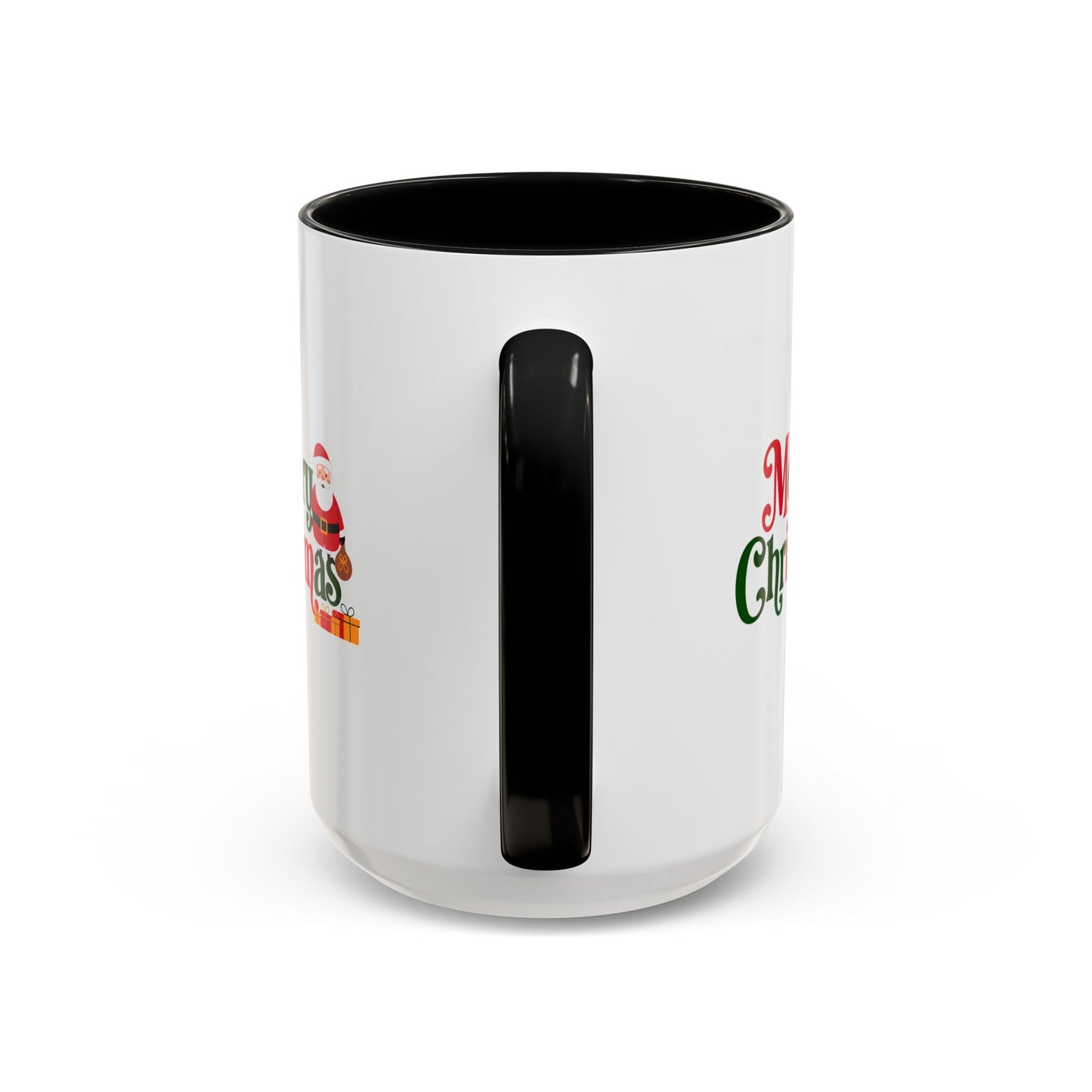 Christmas Mug - Merry Christmas Green & Red Text Santa Presents