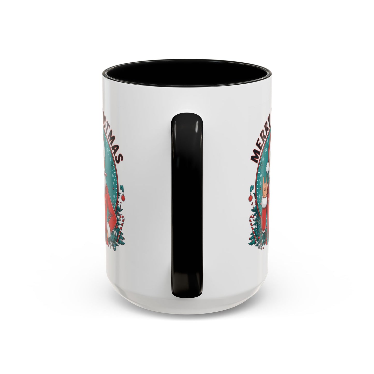 Christmas Mug - Merry Christmas Black & Red Text Cool Santa