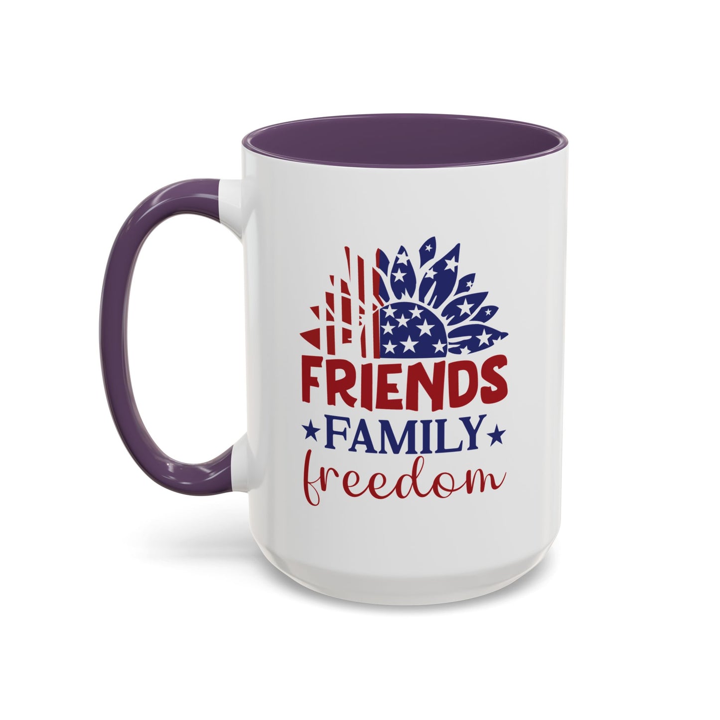 4th of July Mug - Friends Family Freedom Sunflower