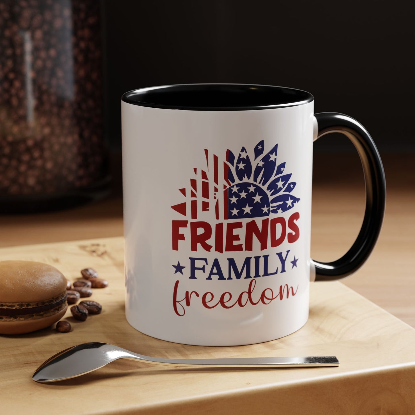 4th of July Mug - Friends Family Freedom Sunflower