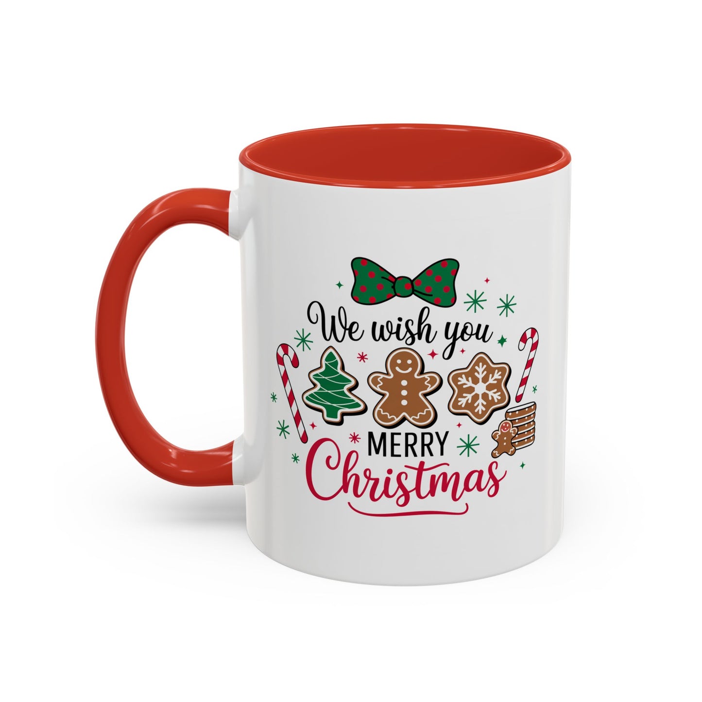 Christmas Mug - We Wish You a Merry Christmas Black & Red Text Cookies & Candy